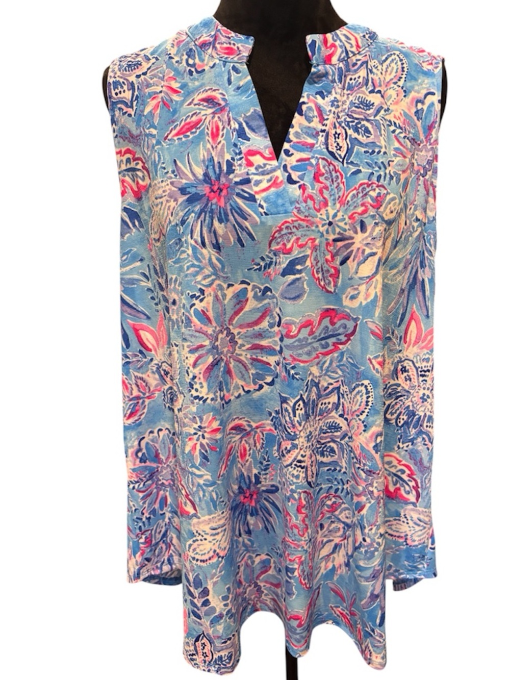 Dear Scarlett Floral Sleeveless Tank Tunic Top, XL, Lightweight Casual Comfy